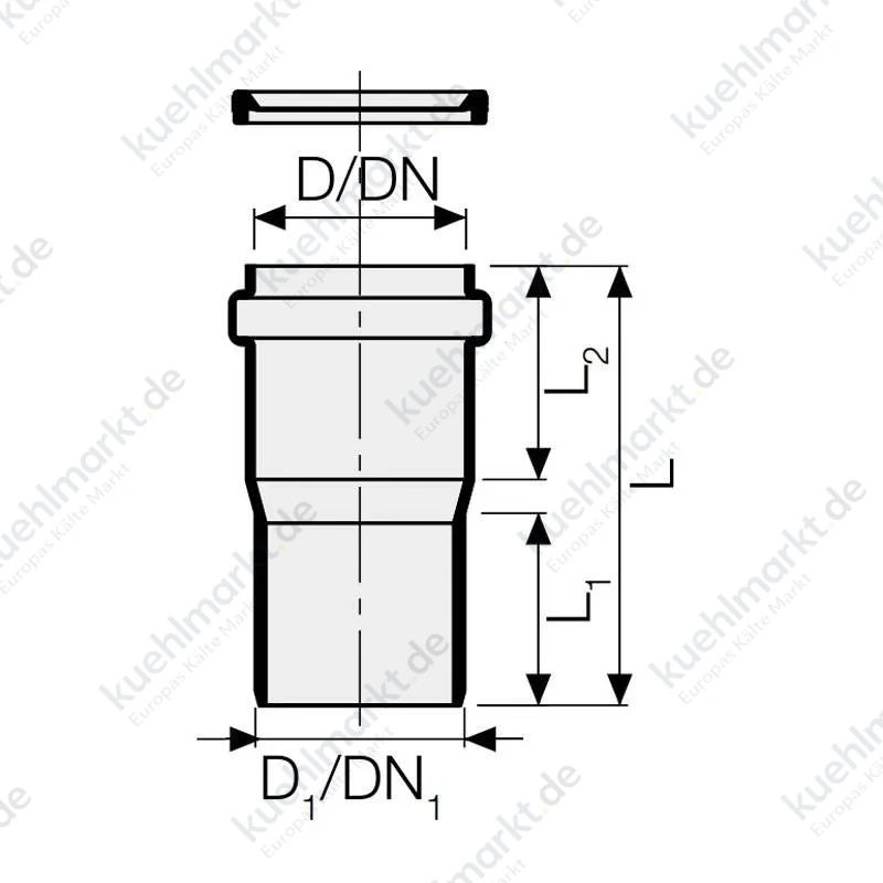 Anschlussstück an PVC Valsir PP3 D 40/40 mm VS0564121