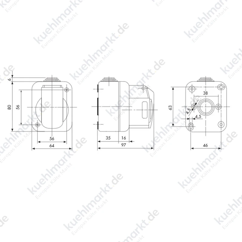 Gewiss Industrie-Wandsteckdose 2P+E 16A IP44 GW26222