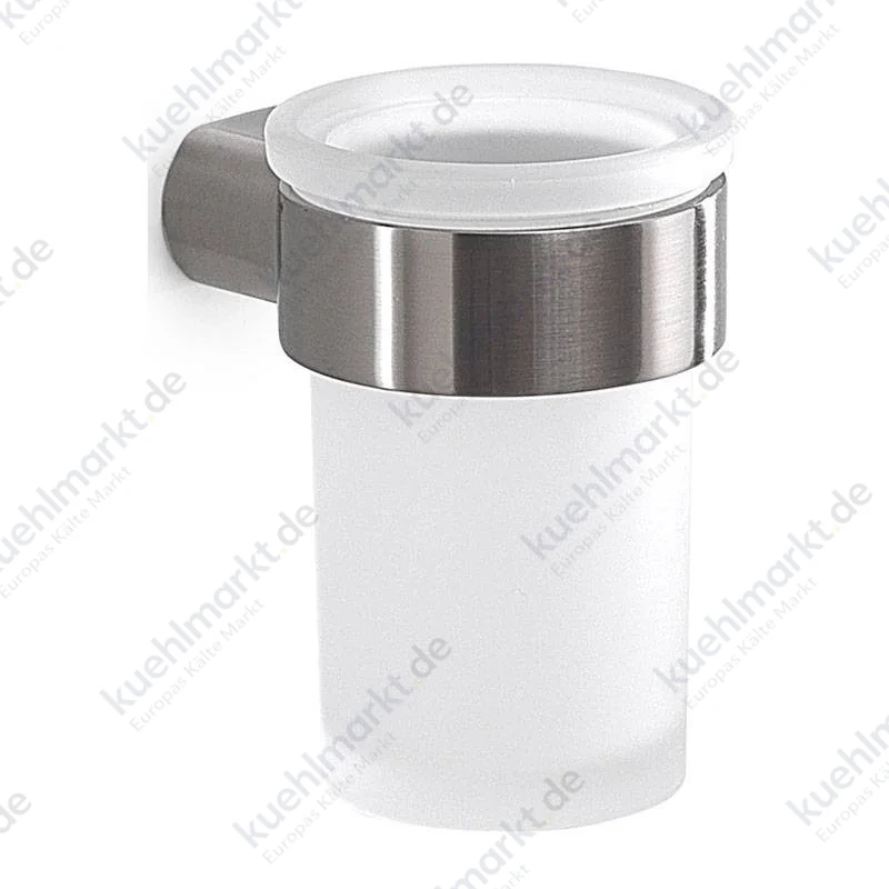 Gedy Pirenei Zahnputzbecher Wandmontage Glas gebürstetem Stahl PI10-38