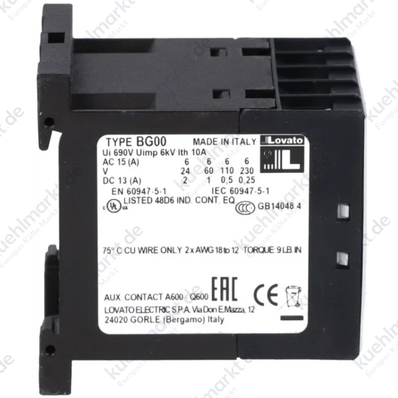 Lovato Mini-Schützspule AC-24V 2NO UND 2NC 11BG0022A024