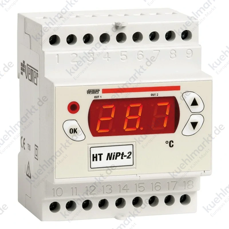Vemer HT NiPt-2DA digitaler Temperaturregler für DIN-Schienenmontage VM631900