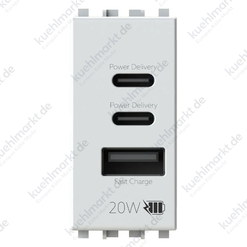 USB-Steckdose 4Box CCA 20W für Vimar Plana Weiß 4BUSB20WCCA.V14