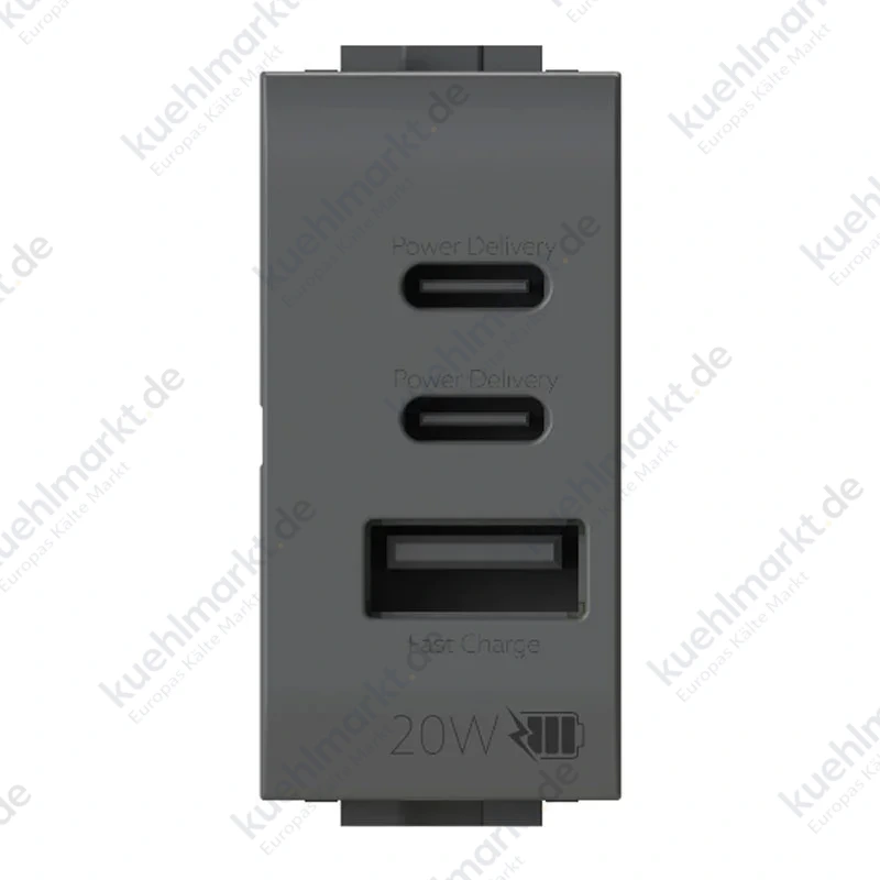 4Box USB-Steckdose CCA 20W für Bticino LivingLight Anthrazit 4BUSB20WCCA.L