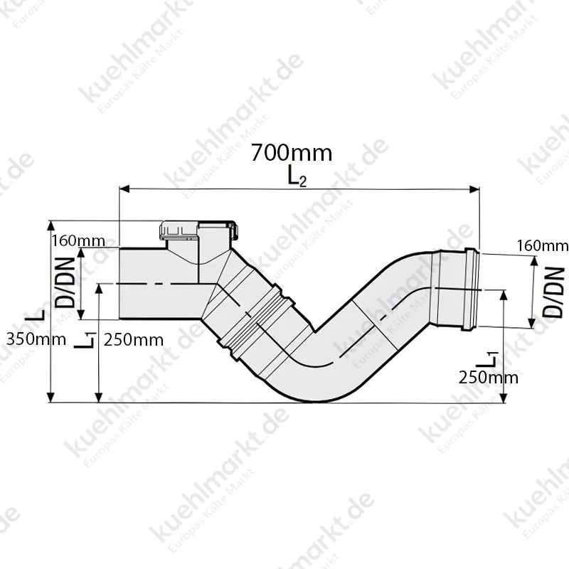 Valsir Siphon Firenze PP3 für Abflussrohre D 160 mm L 350 mm