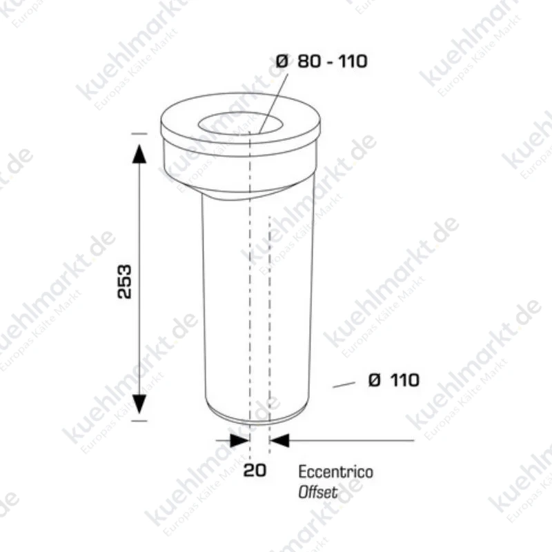 Bonomini Verlängerungsrohr exzentrisch für WC D 110 mm 8432PP11C0