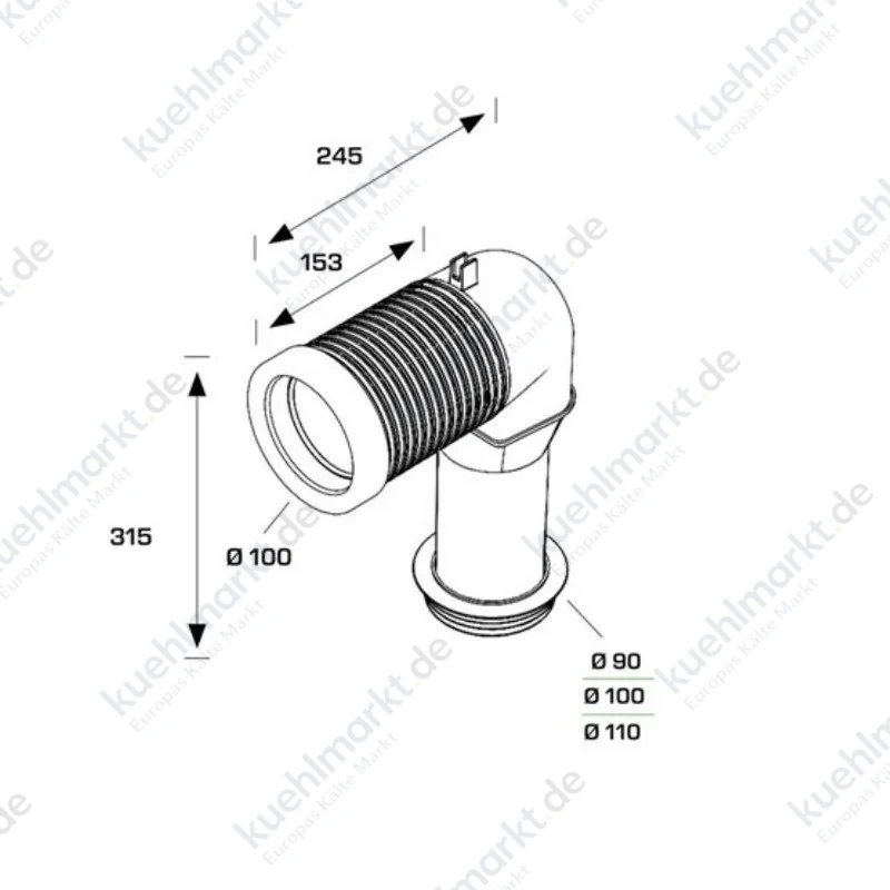 Bonomini 90-Grad-Bogen für WC mit Gummidichtung D 90-110 mm 8540UN90C0