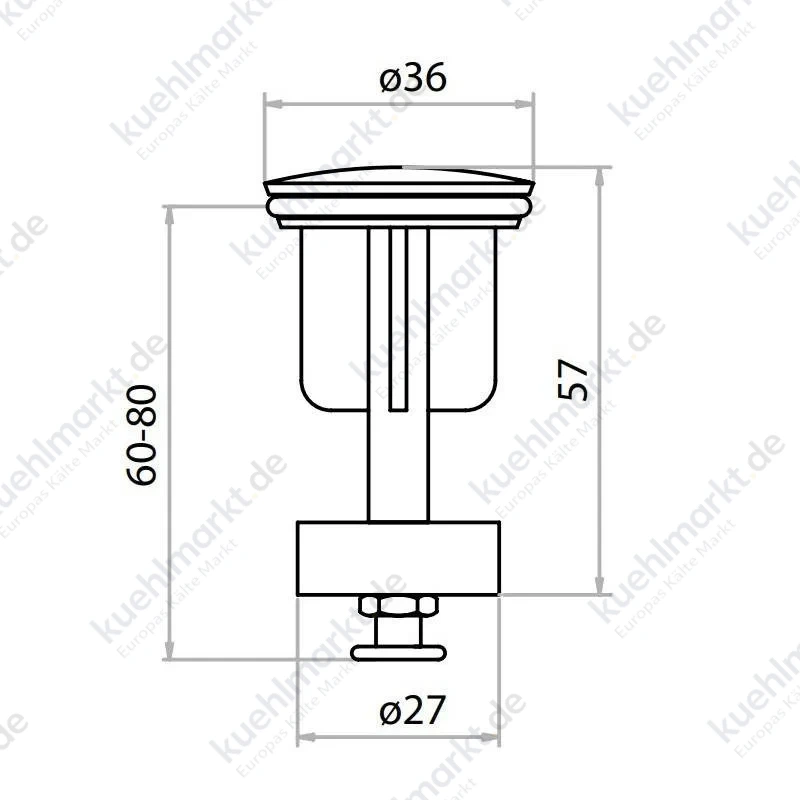Cgs Abfluss-Stopfen 1 Zoll D 27-36 mm Messing verchromt T002.01