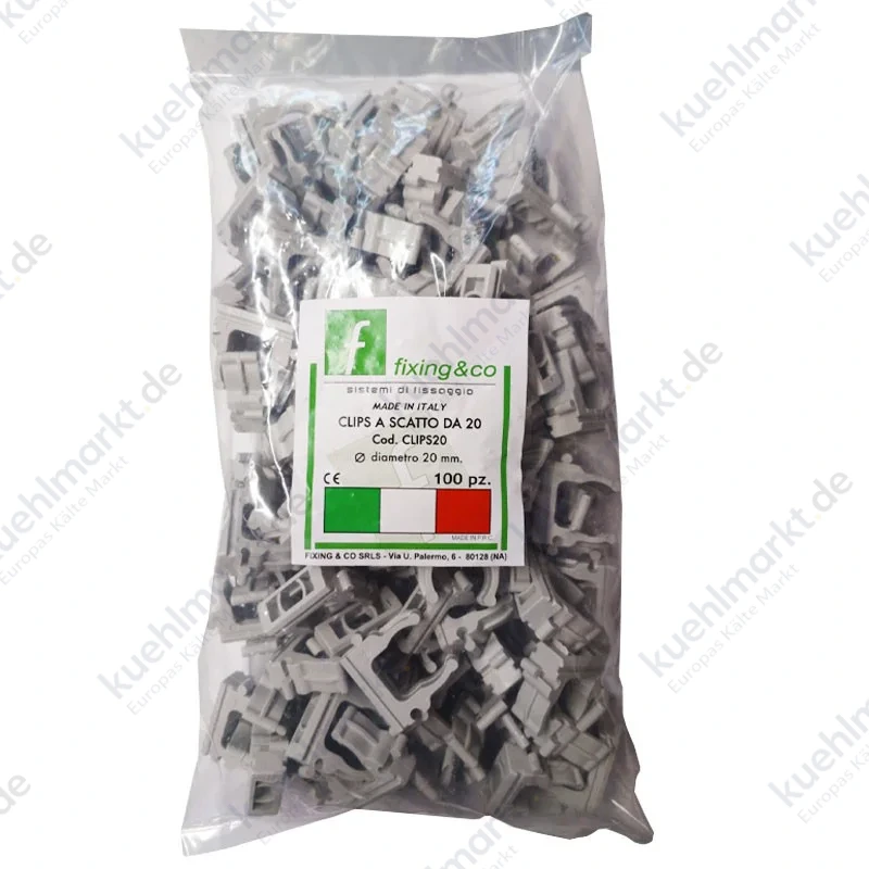 Fixing Nylon Befestigungsklemmen 20mm für Rohre Packung 100 Stück CLIPS20