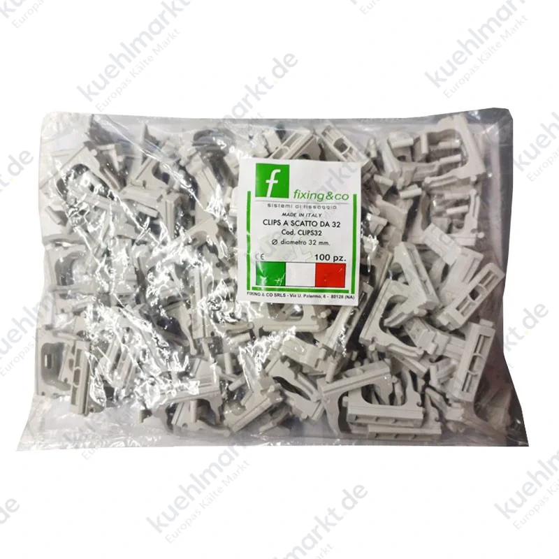 Fixing Nylon Befestigungsklemmen 32mm für Rohre Packung 100 Stück CLIPS32