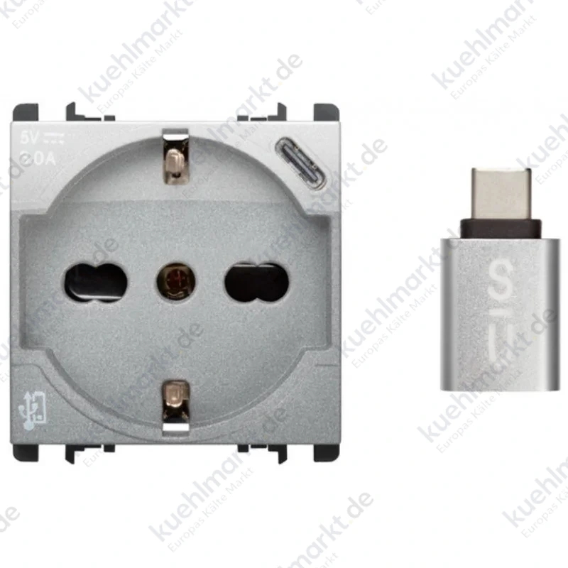 Urmet Simon Nea 250V Schuko-Steckdose P40 mit USB 5V 3A aluminiumgrau 10312/2AL