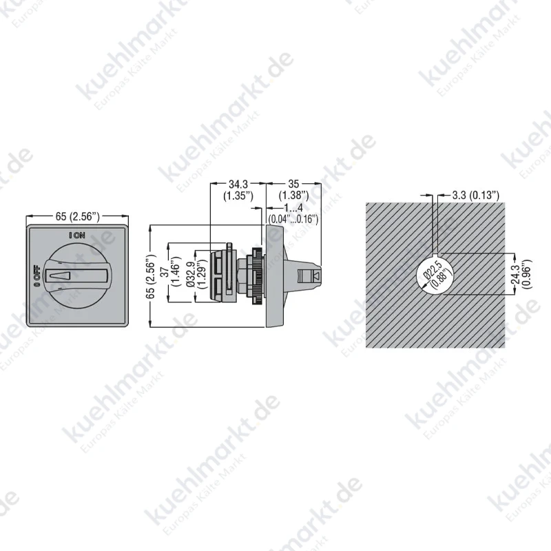 IP65 abschließbarer Lovato-Griff mit Ringmutterbefestigung GA-Serie GAX63