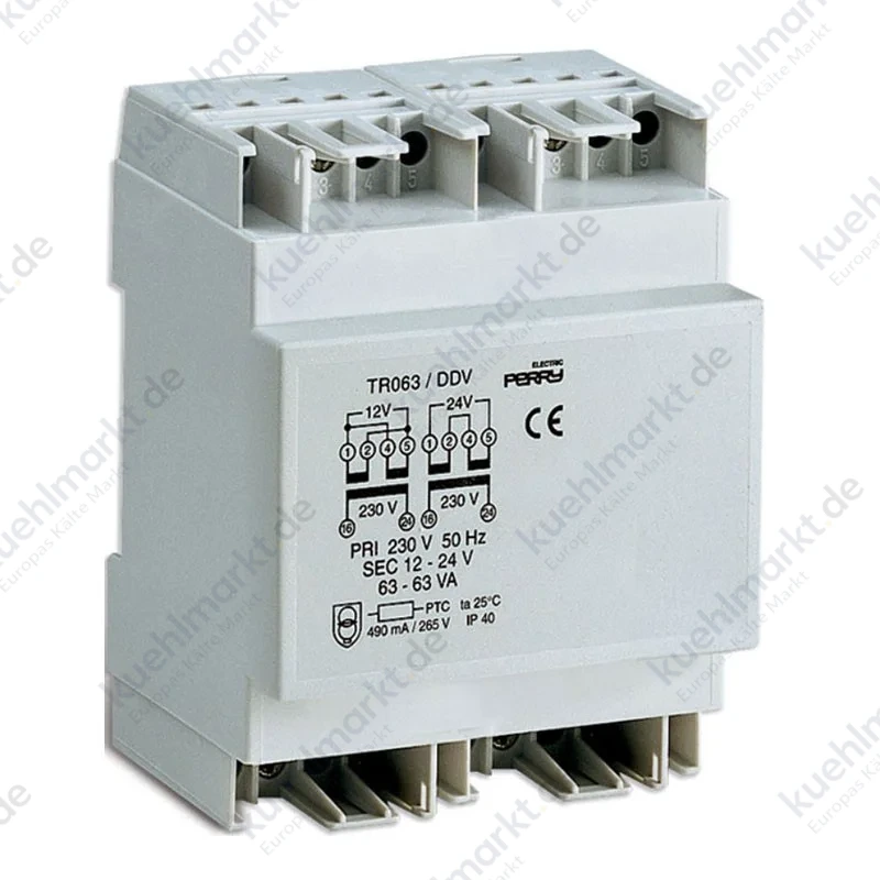 Perry-Transformator 63VA Ausgänge 12-12-24V 6 DIN 1TDTR063/DDV