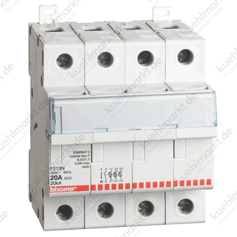 Bticino-Sicherungshalter 3P+E 20A 4 Sicherungsmodule 8,5x31,5mm F313N