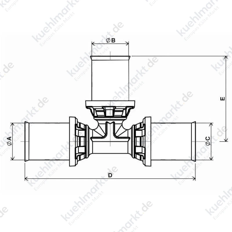 Ape T-Stück Durchmesser 26 mm Messing ARL2200333