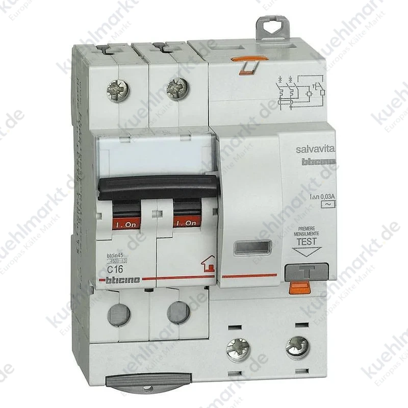 Bticino Fehlerstrom und Leitungsschutzschalter 16A 2P AC 4,5 kA GC8230AC16