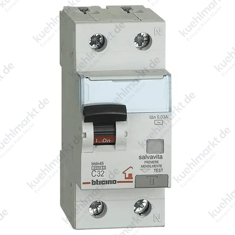 Bticino Fehlerstrom und Leitungsschutzschalter 32A 1P+N 4.5KA GC8813AC32