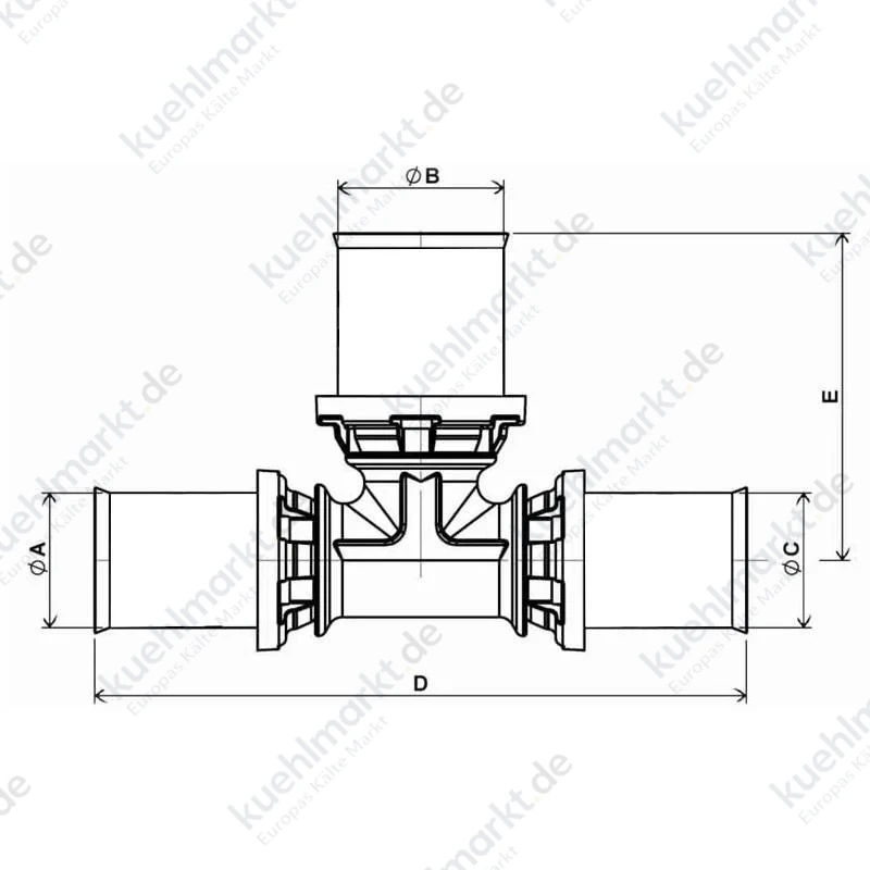 Ape T-Verbindungsstück D 40x26x40 mm aus Messing ARL2400535