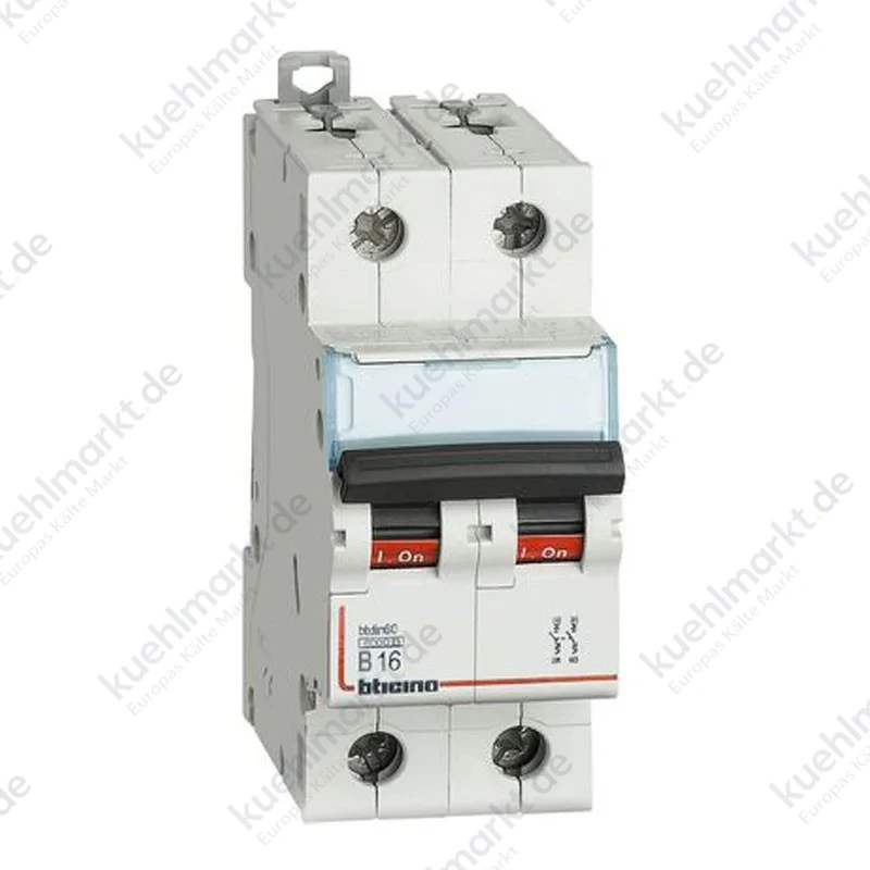 Bticino Leistungsschalter 2P 16A 6kA 400Vac curve B 2M FN82B16