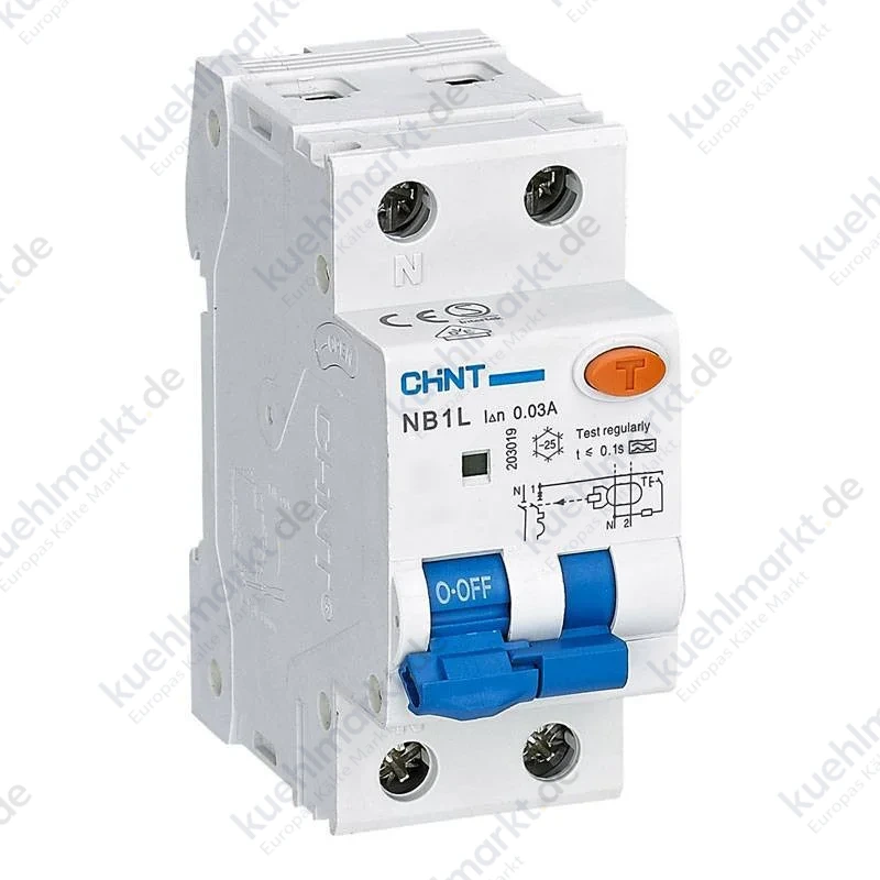 Chint Fehlerstrom und Leitungsschutzschalter NB1L2 32A 1P+N 6KA 30MA A 2 Module 203250