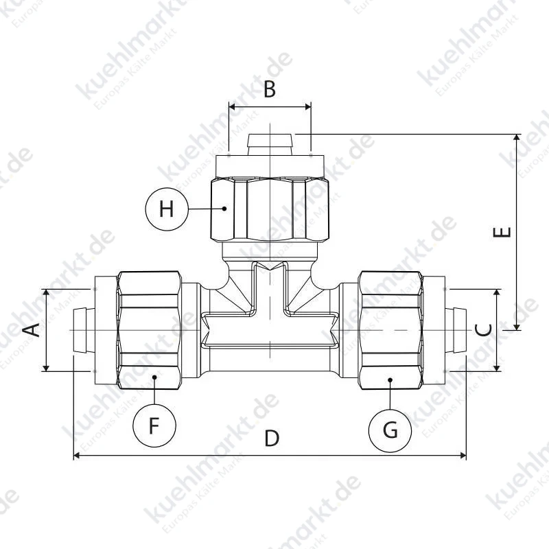 Ape T-Verbindungsstück Durchmesser 32 mm vernickelt 37TL3232