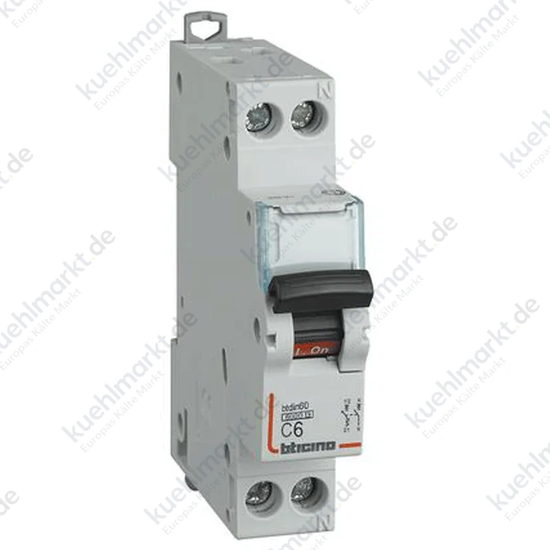 Bticino LS-Schalter 1P+N 6A Kurve C 6kA 1 Modul FN881C6
