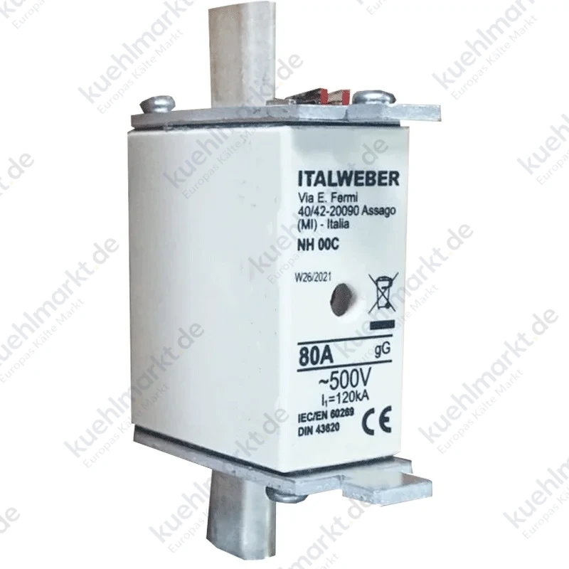 Messersicherung Italweber NH 00C Standardkurve gG 80A 500V 1500680