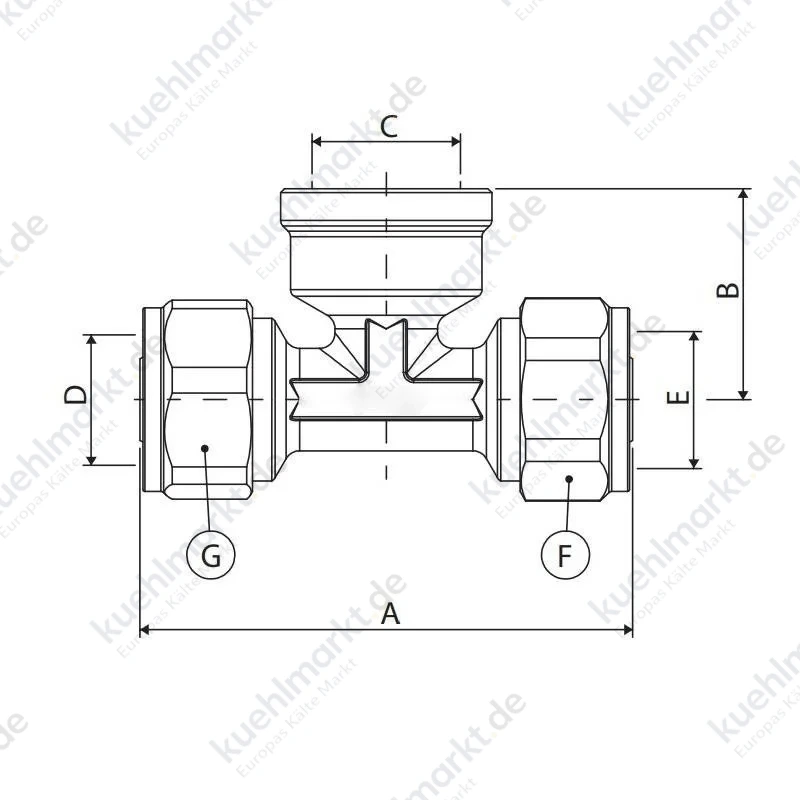 Ape T-Verbindungsstück I 3/4 x 26 mm vernickelt 3732F342630