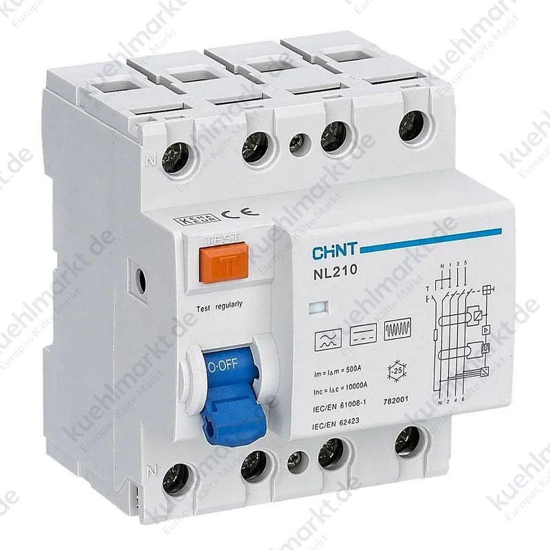 Chint Fehlerstrom-Schutzschalter NL210 63A 4P 30MA Typ B 4 Module 782000