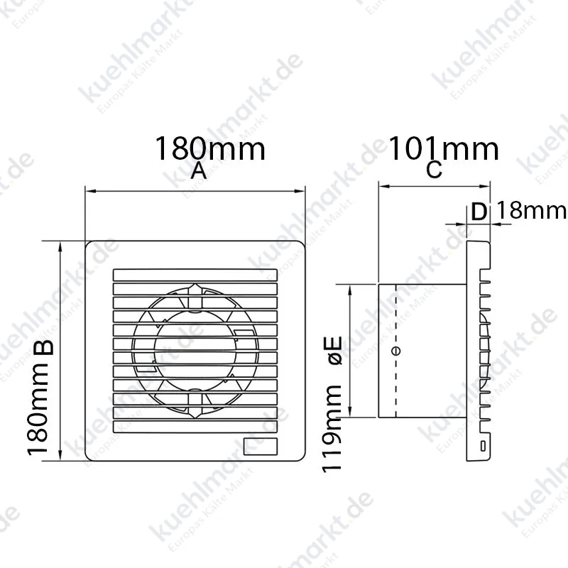 Elicent axialer Kleinraum-Ventilator P E-STYLE Durchmesser 120 2MU7269