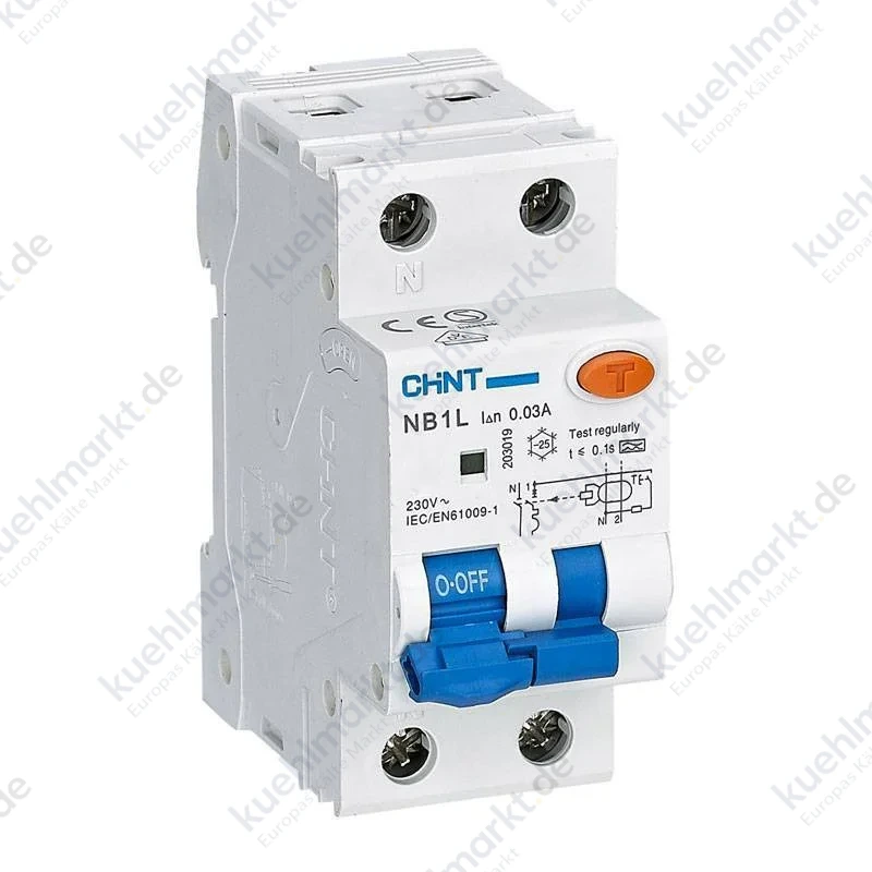 Chint Fehlerstrom und Leitungsschutzschalter NB1L2 20A 1P+N 6KA 30MA AC 2 Module 203296