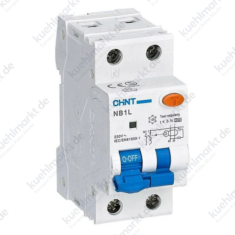 Chint Fehlerstrom und Leitungsschutzschalter NB1L2 25A 1P+N 6KA 300MA AC 2 Module 203329