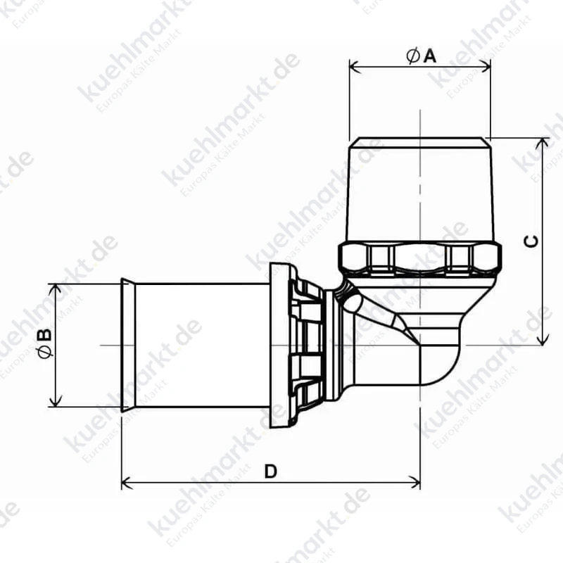 Ape Winkelverschraubung A 1 Zoll x 32 mm Messing ARL3010400