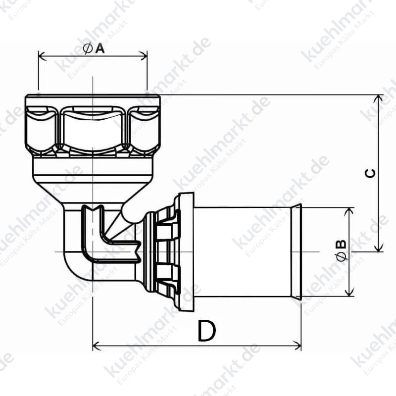 Ape Winkelverschraubung I 1 Zoll x 32 mm Messing ARL3110400