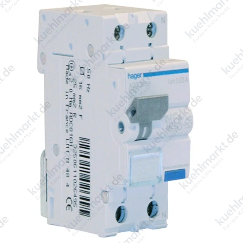 Hager FI/LS-Schalter 1P+N 16A 4,5kA 30mA Kurve C Typ AC 2M ADC816H