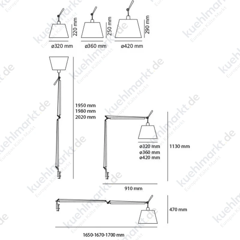 Artemide Tolomeo Mega Leuchtenkörper mit Schalter Schwarz 0564030A