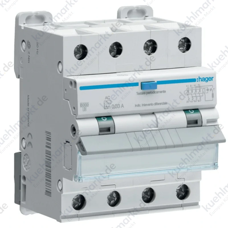 Hager FI-LS-Schalter 4P 20A 6kA 300mA C-Kurve AC Typ 4M AFP470H