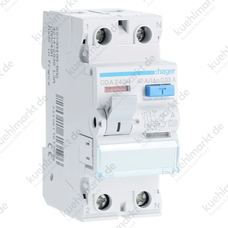 Hager Fehlerstrom-Schutzschalter 2P 40A 30MA A 2 Module CDA240H