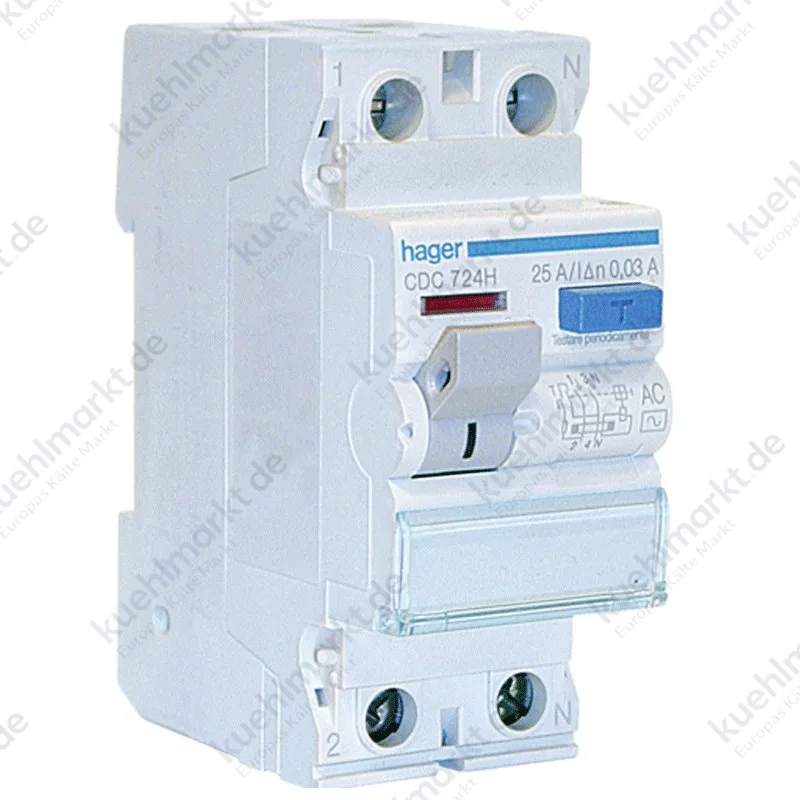 Hager Fehlerstrom-Schutzschalter 2P 25A 30MA AC 2 Module CDC724H
