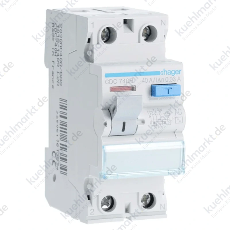 Hager Fehlerstrom-Schutzschalter 2P 40A 30MA AC 2 Module CDC740H