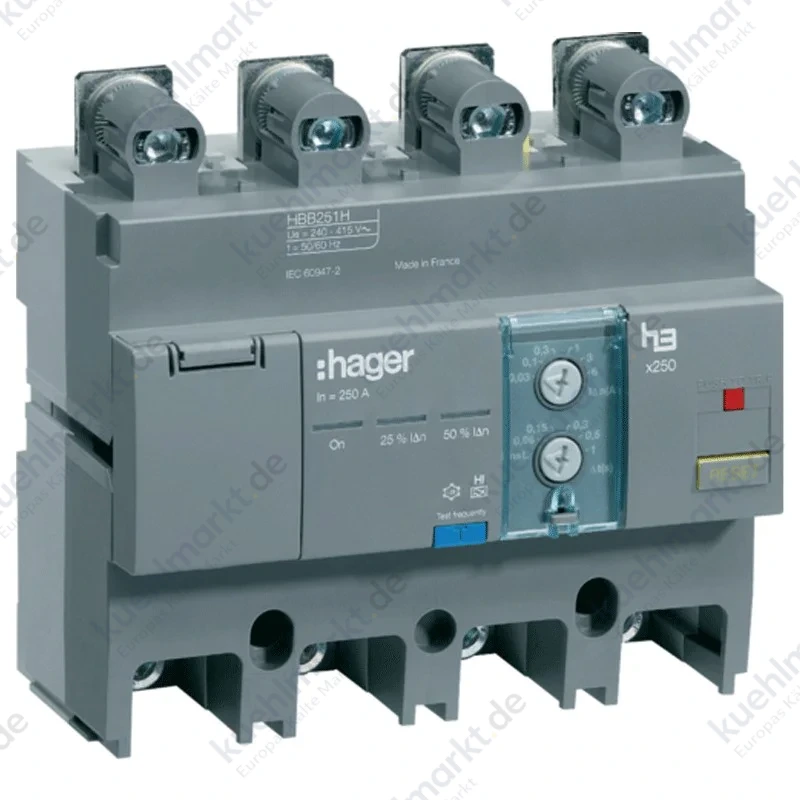 Hager FI-Block 4P 250A einstellbar 0,06 1SEC für X250 HBB251H