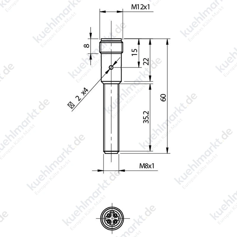 Datasensing PRX M8 SCH PNP NA induktiver Sensor mit IP67 Stecker AE1/AP-3H