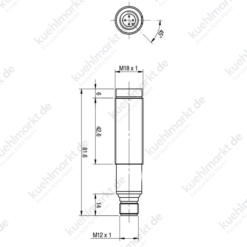 Datasensing PNP M18 NO/NC Lichtschranke mit IP67 Stecker FAI4/BP-1E