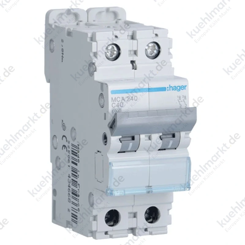 Hager LS-Schalter 2P 40A 6/10KA C 2 Module MCA240