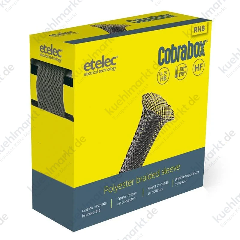 Etelec Cobrabox Geflechtschlauch für Kabel 20/45 mm 10m CB2025