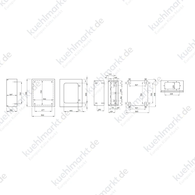 Metallschrank mit transparenter Tür 515x650x250 IP55 GW46236