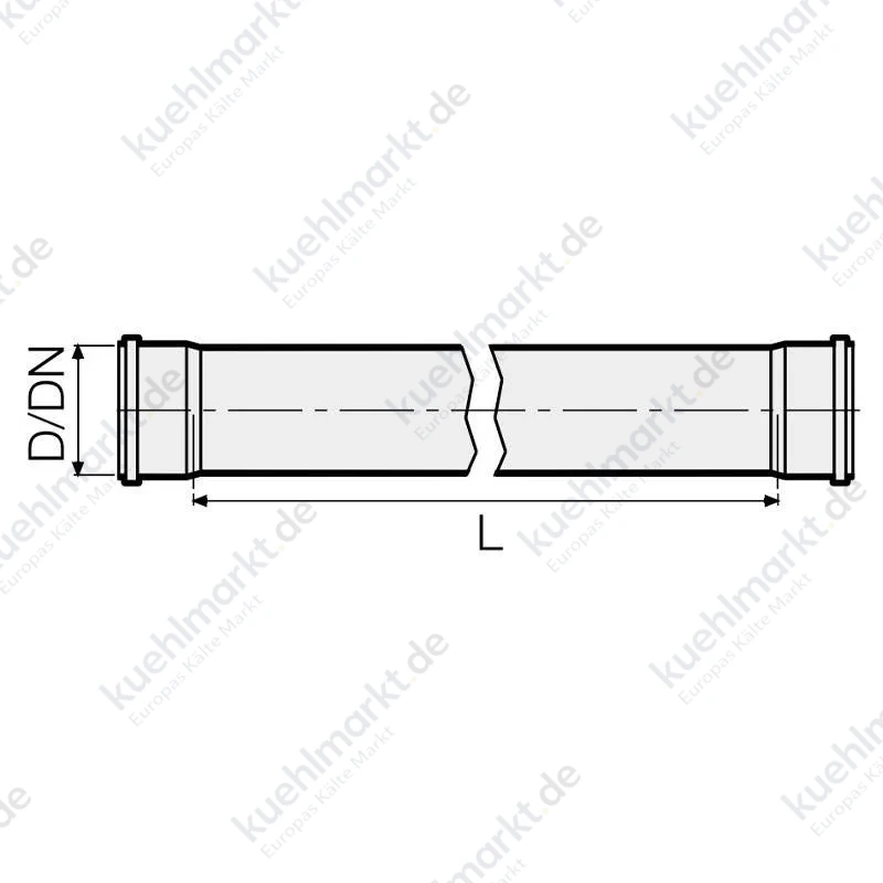 Valsir PP Polypropylen Steckbares Abwasserrohr PP3 mit 2 Muffen D110mm L1,5m VS0501252