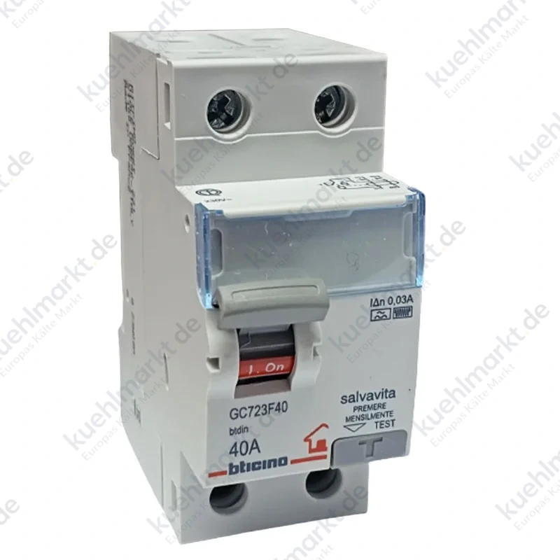 Bticino Fehlerstrom-Schutzschalter 40A 2P 30 MA F 2 Module GC723F40