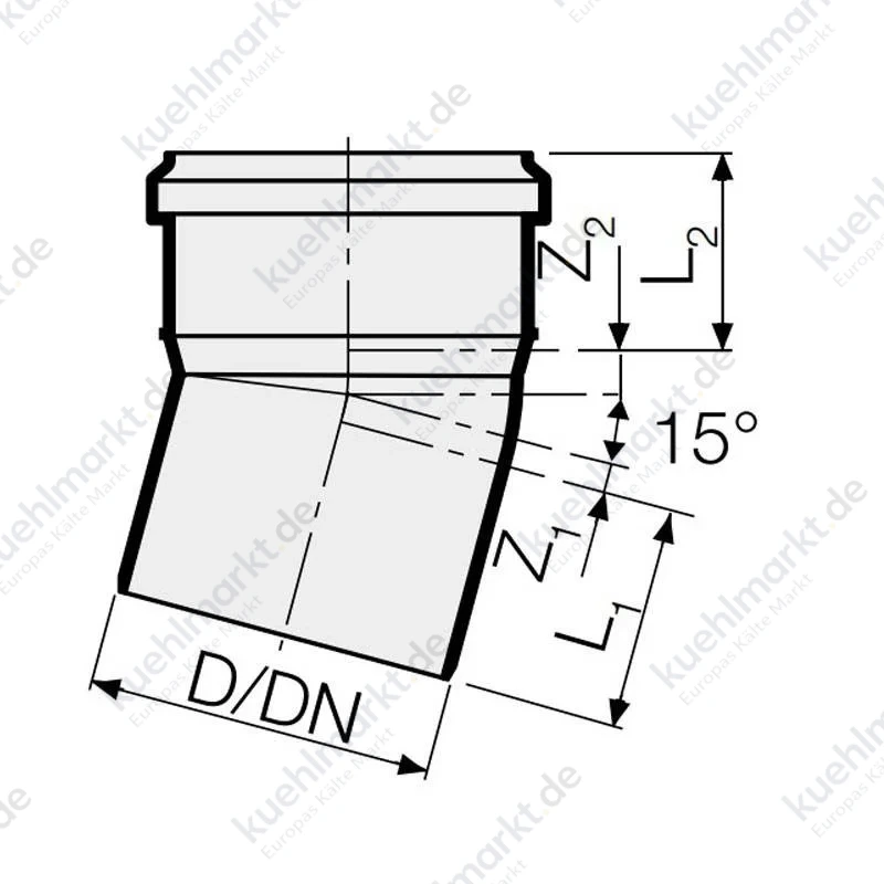 Valsir Abflussrohr Bogen PP Polypropylen 15° D50mm VS0504025