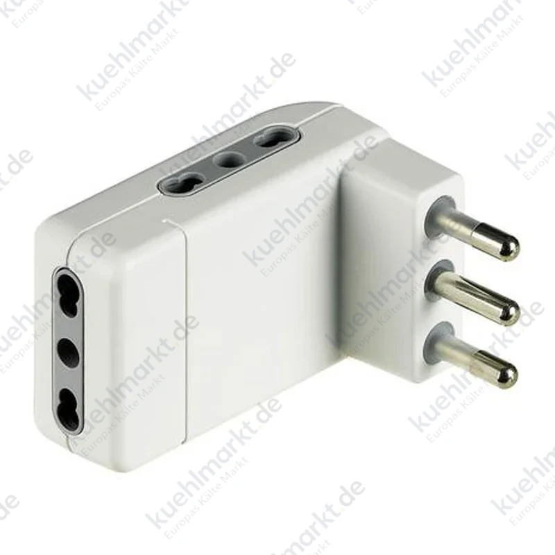 Bticino platzsparender Eckadapter 3 zweiseitige Steckdosen und 16A Stecker weiß S3606DE