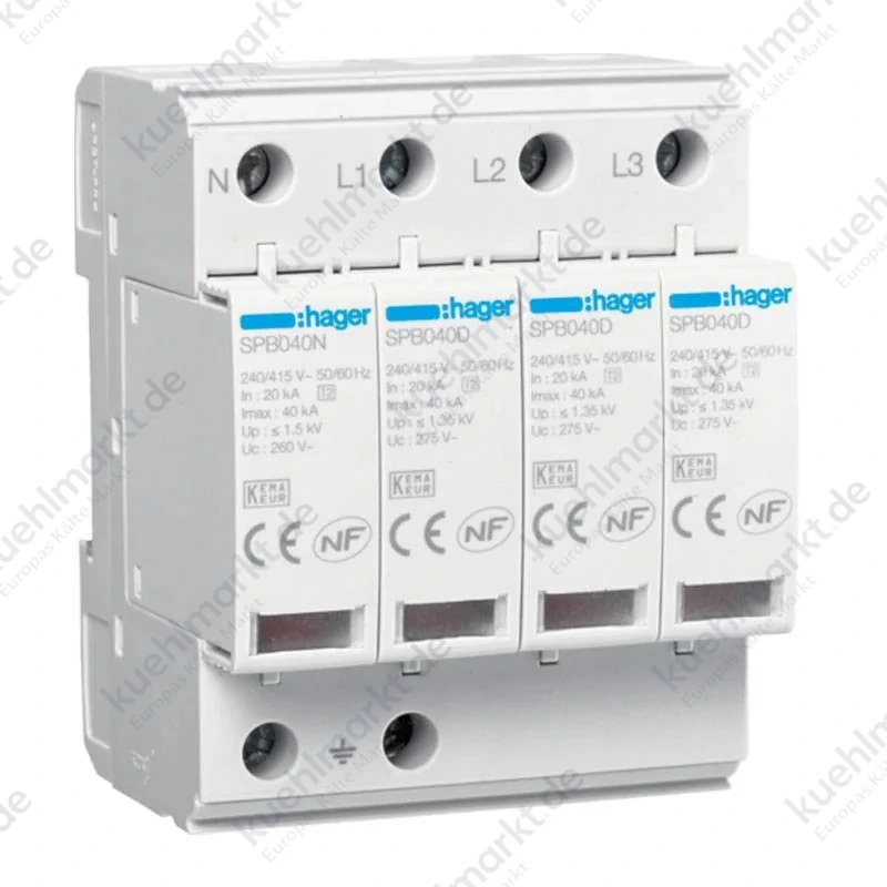Hager T2 TNS/TT Überspannungsableiter 4P 40KA SPB440D